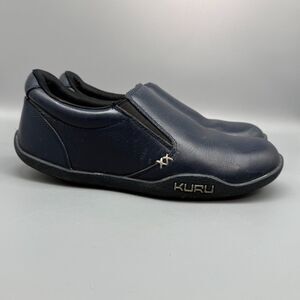 KURU Kivi Women's 9.5 Navy Blue Leather Comfrot Shoes Slip-On Round Toe Walking